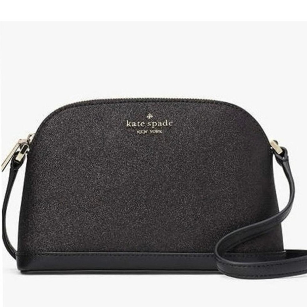 Kate Spade small tinsel dome crossbody bag in black glitter